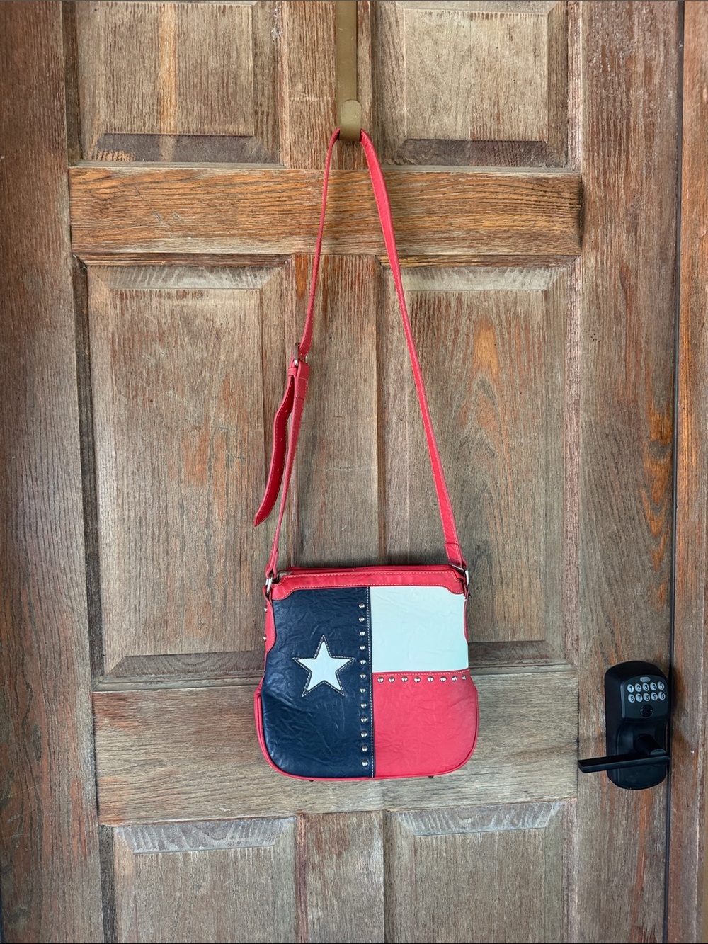 Texas Red, White & Blue Star Colorblock Crossbody Bag